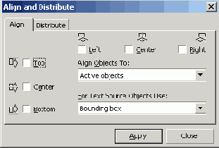 Вкладка Align диалогового окна Align and Distribute